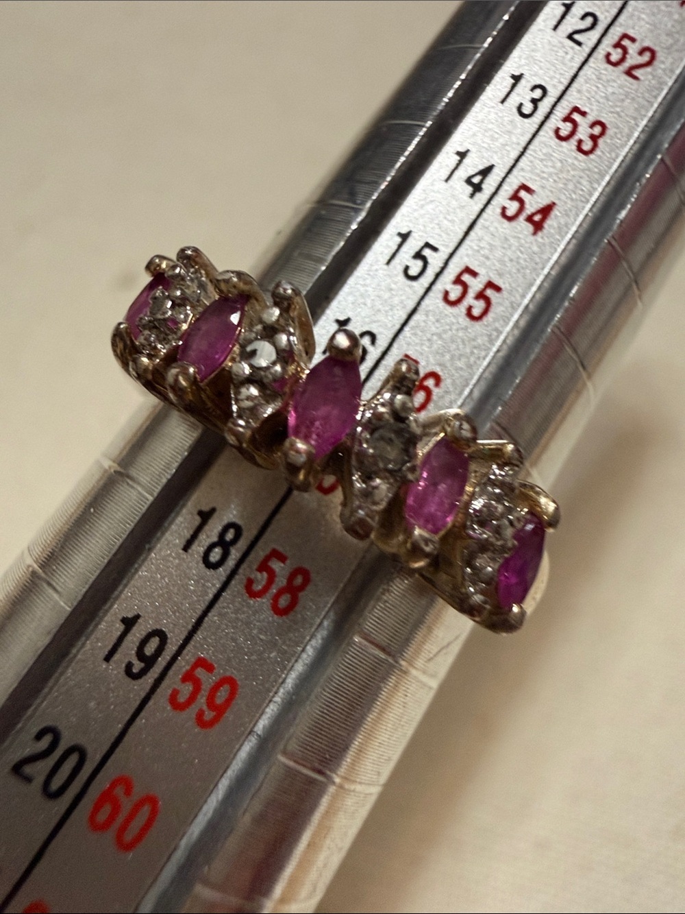 Stunning Sterling Silver 925 Gold-Toned Pink Marquise Stones&Clear Accent size 8